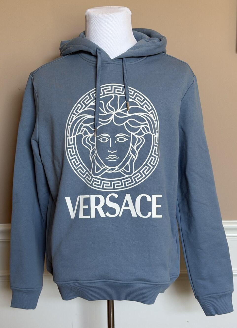 Versace Medusa Print Bluw Cotton Sweatshirt with Hoodie XL 1011853 NWT $950